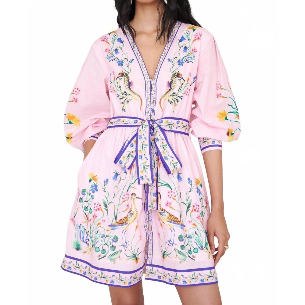 NEW BANJANAN anne dress in pink multi